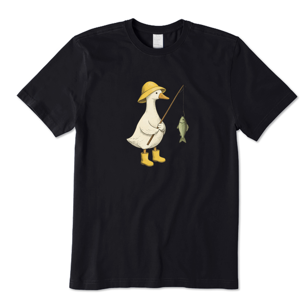 Cute Goose Fishing T-shirt