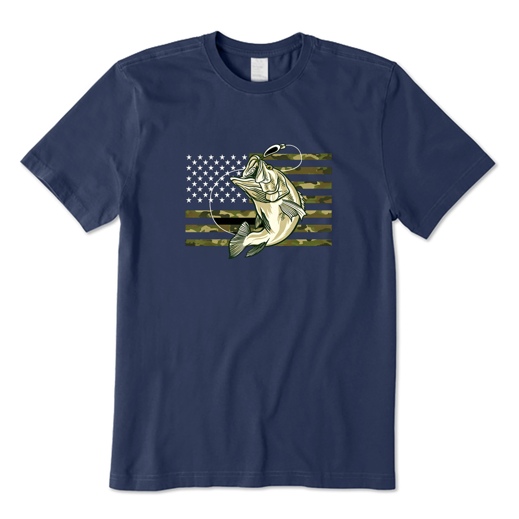 American Flag Bass Fishing T-shirt