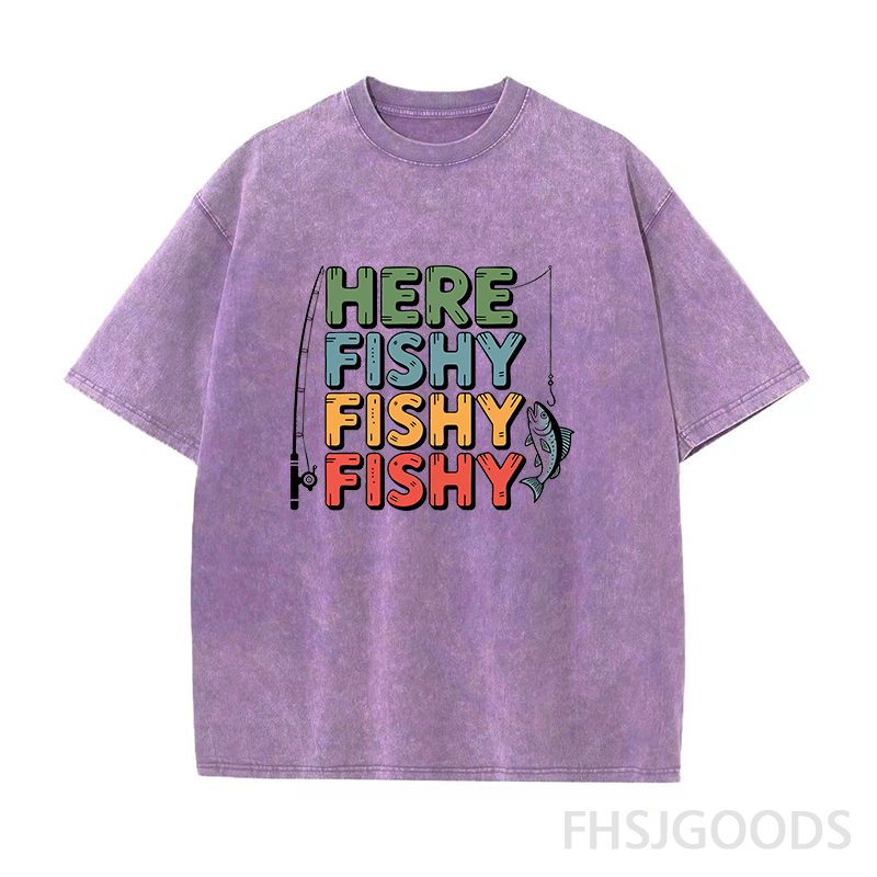 Here Fishy Fishy Fishy Unisex Distressed T-Shirt