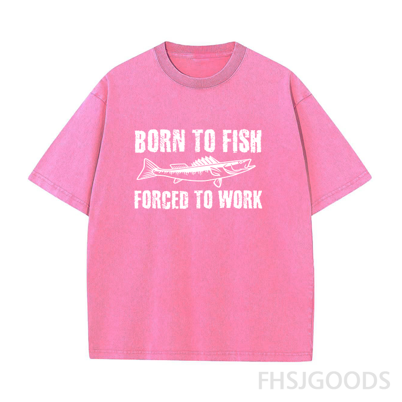 Born To Fish Forced To Work Unisex Distressed T-Shirt