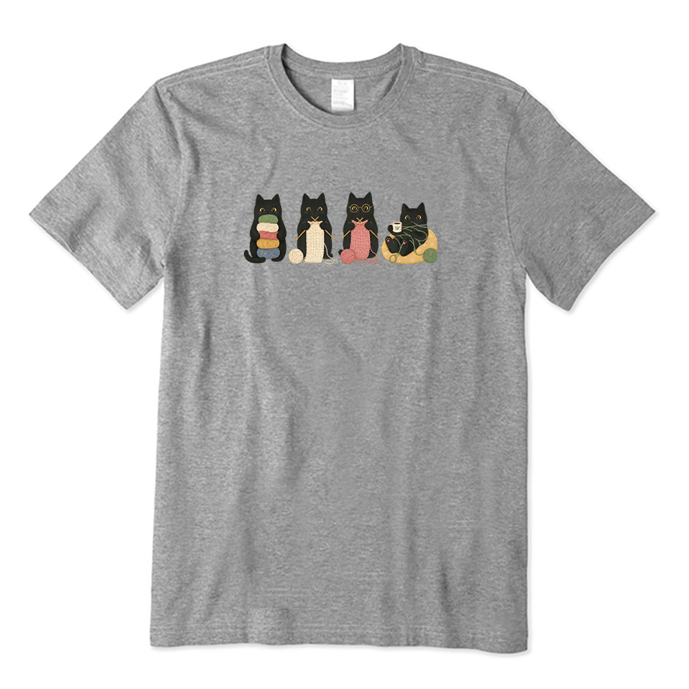 Black Cats Knitting T-Shirt