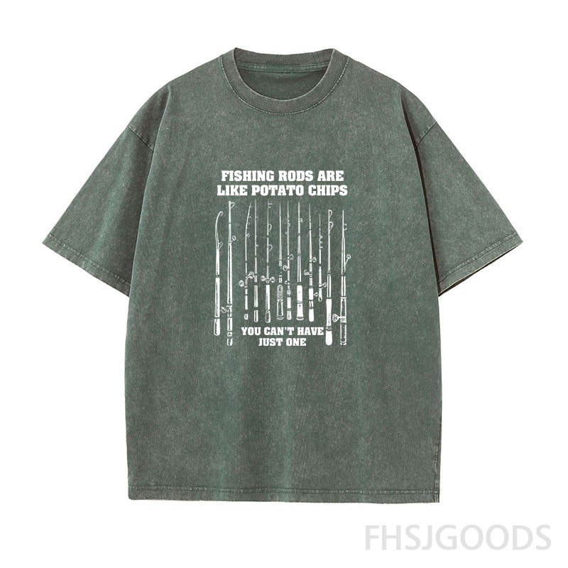 Fishing Rods Like Potato Chips Unisex Distressed T-Shirt
