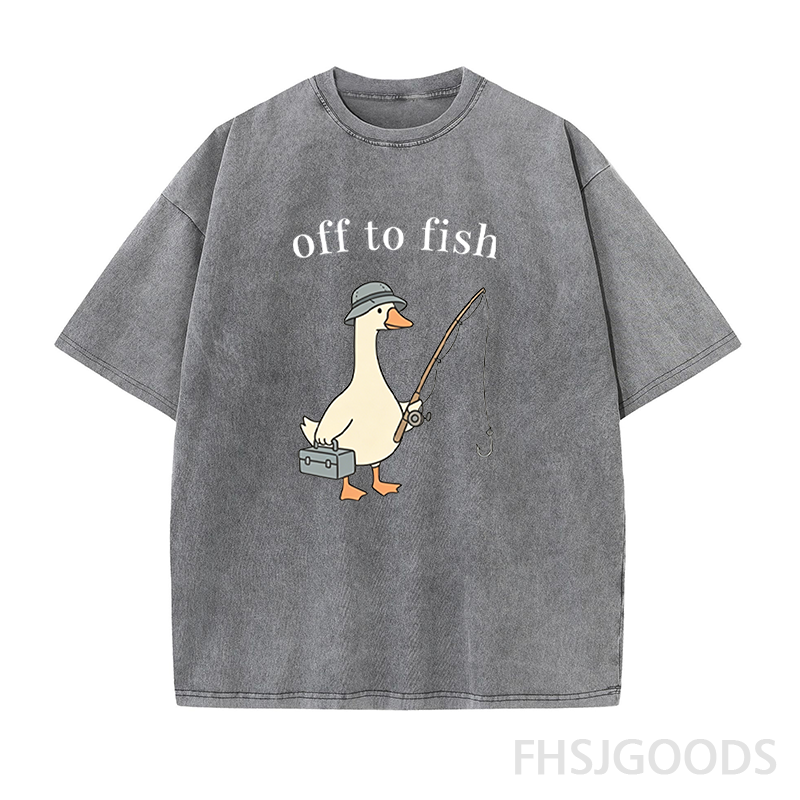 Off To Fish Goose Unisex Distressed T-Shirt