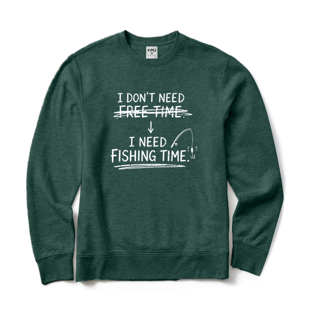 Funny Fisherman I Need Fishing Time Graphic Crewneck Sweatshirt