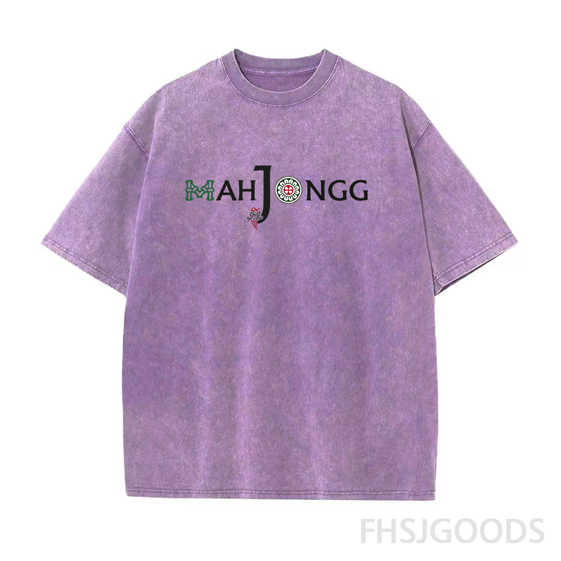 Mahjongg Themed Letter Unisex Distressed T-Shirt