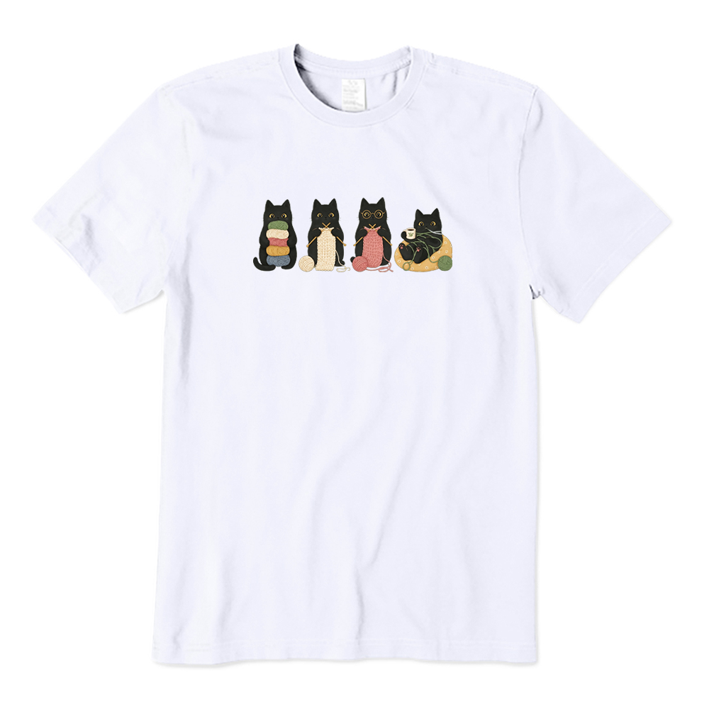 Black Cats Knitting T-Shirt