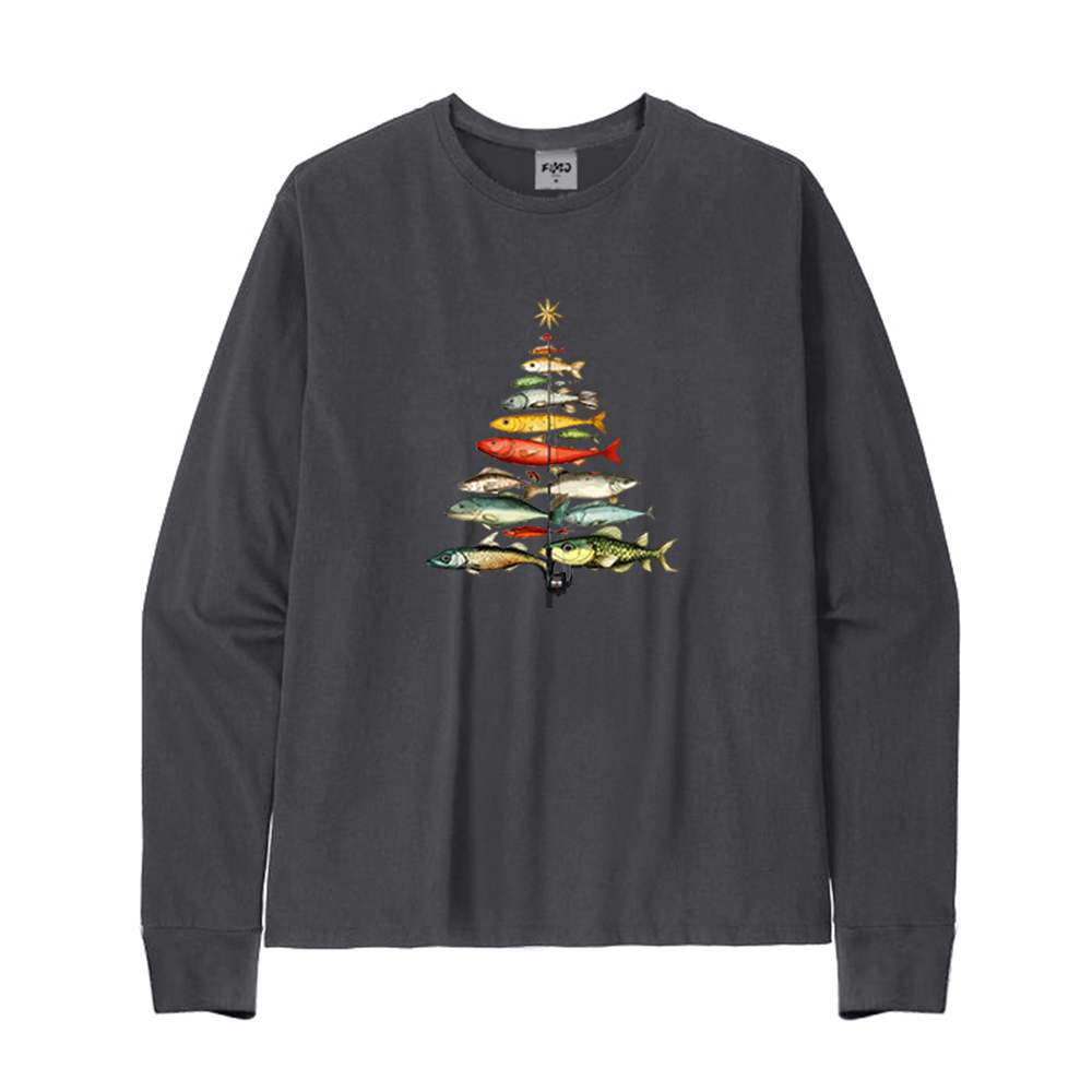 Fishing Christmas Tree Long Sleeve T-Shirt