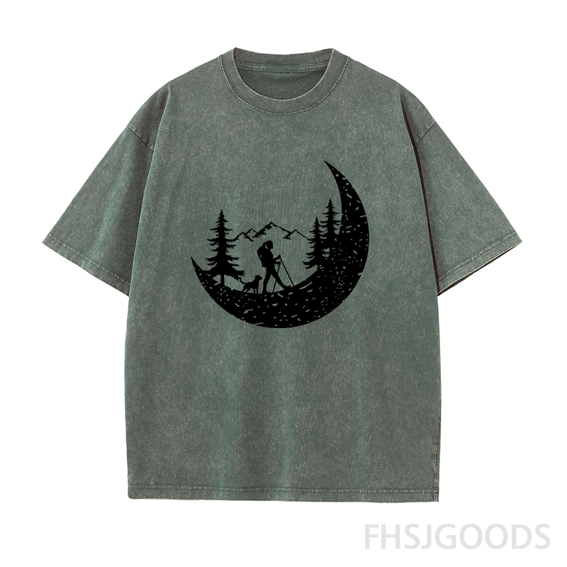Hiker And Dog In The Mountains Unisex Distressed T-Shirt