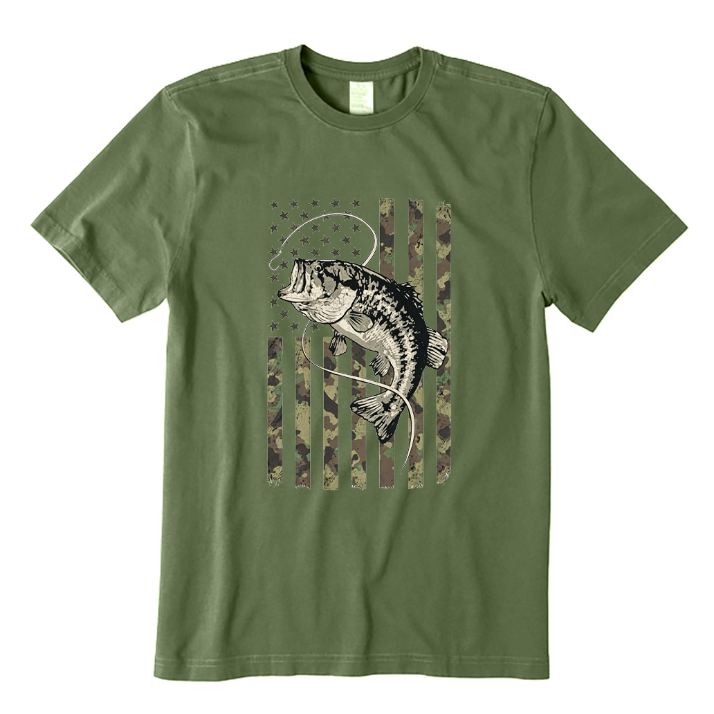 Fishing Camo American Flag T-shirt