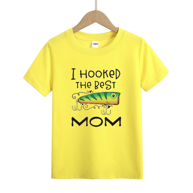I Hooked Mom Fishing Kids T-Shirt