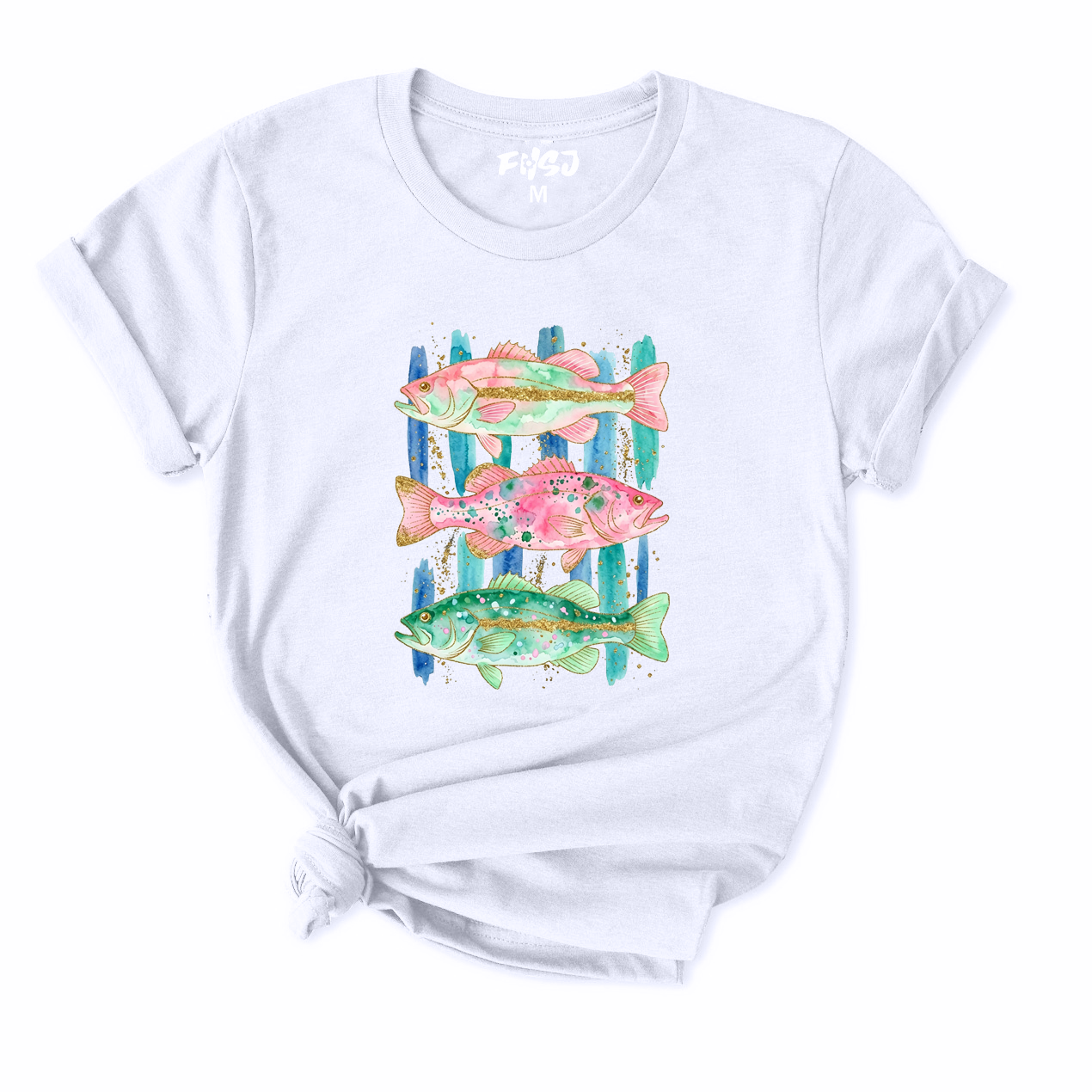 Watercolor Bass Fish T-Shirt for Women