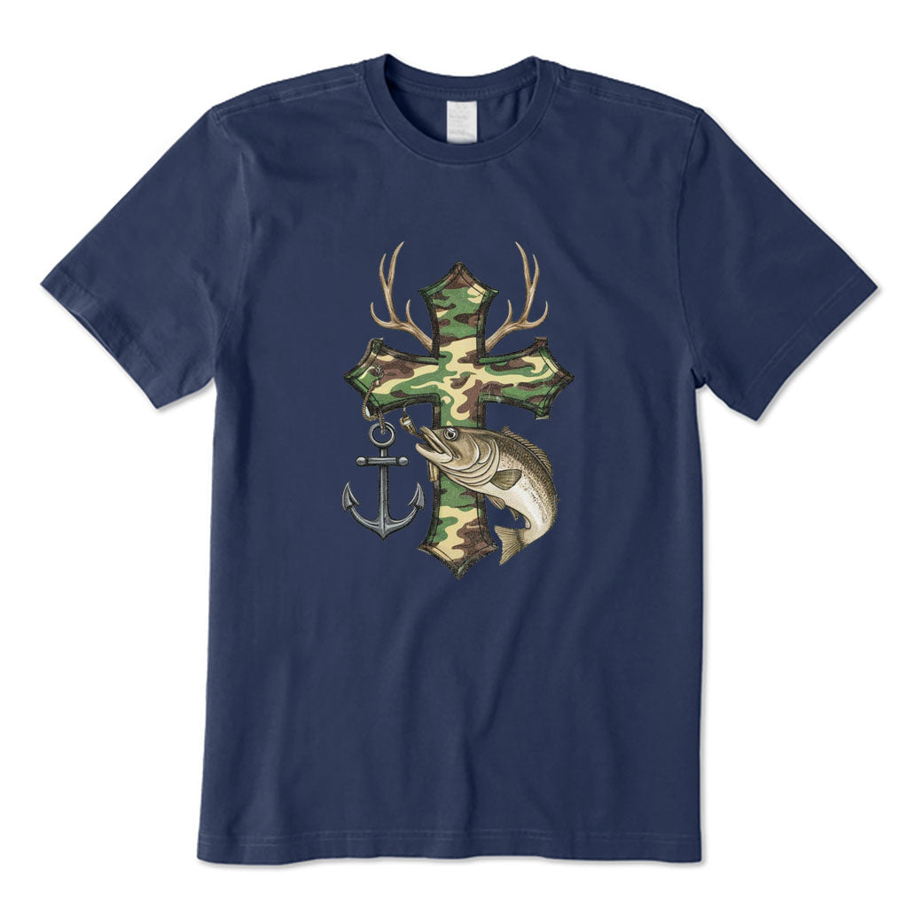 Camo Cross Fishing T-Shirt