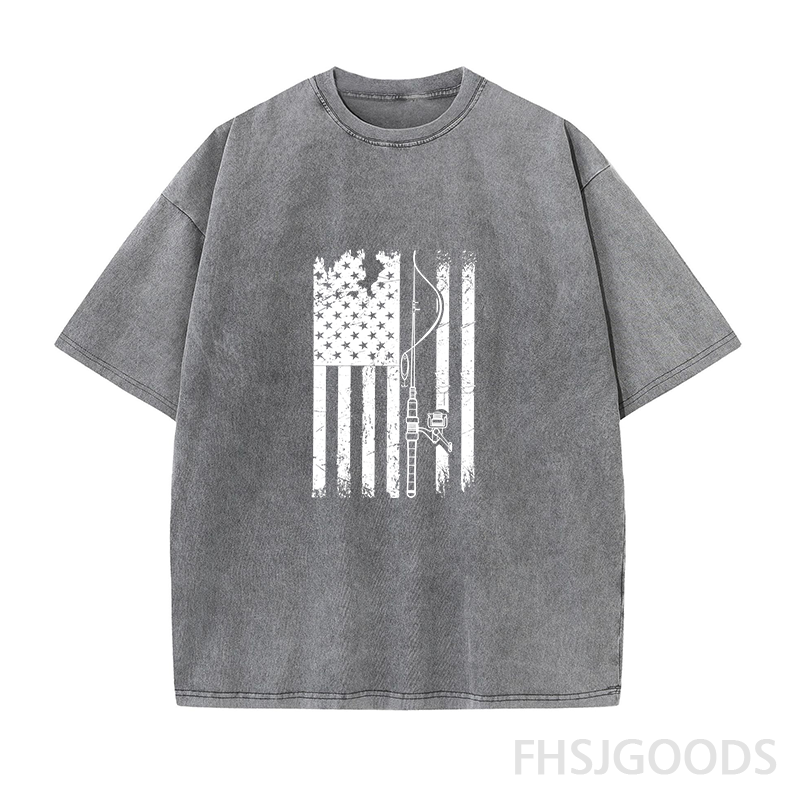 USA Fishing Flag Unisex Distressed T-Shirt