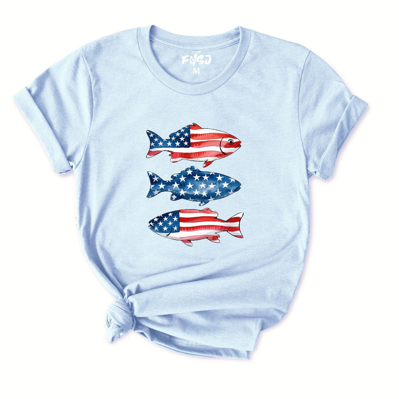 America Fish Flag T-Shirt for Women