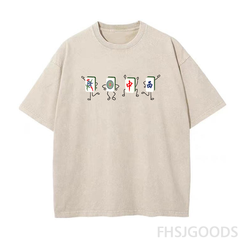 Funny Dancing Mahjong Unisex Distressed T-Shirt