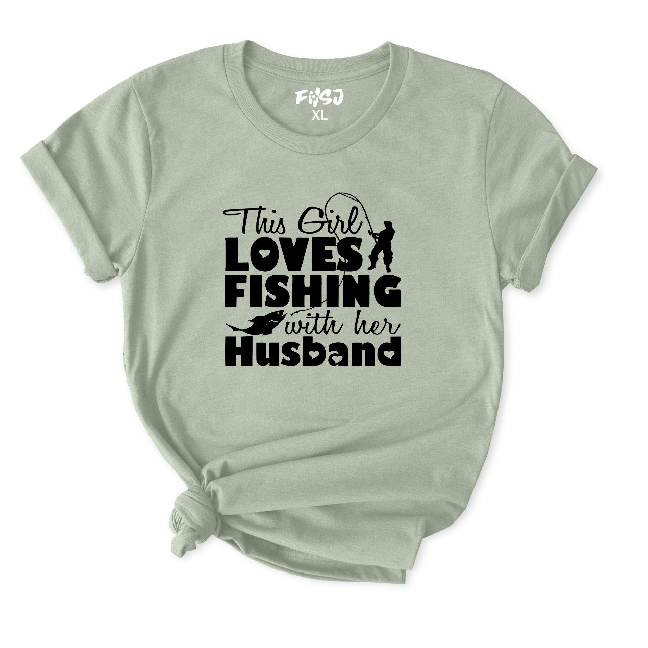 this girl love fishing with husband T-Shirt for Women