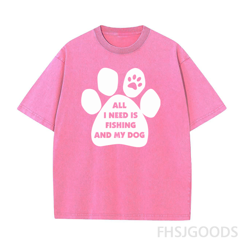 All I Need Is Fishing and My Dog Unisex Distressed T-Shirt