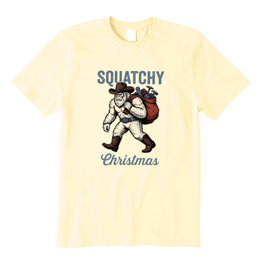 Squatchy Christmas Bigfoot Cowboy Christmas T-Shirt