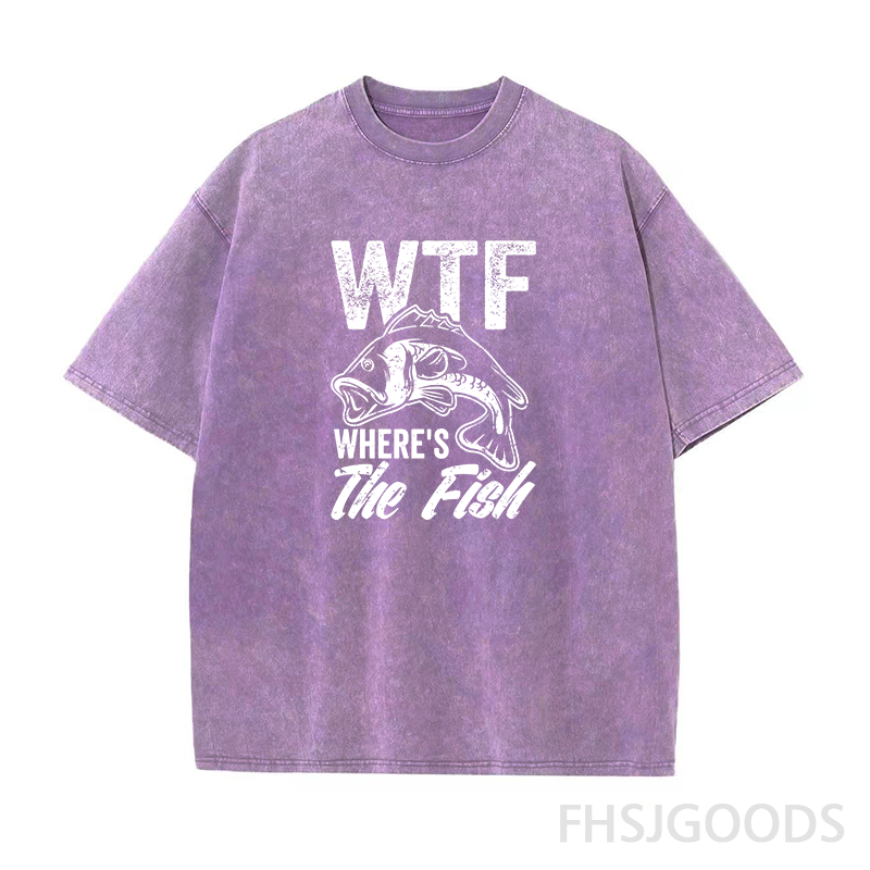 Wtf Wheres The Fish Unisex Distressed T-Shirt