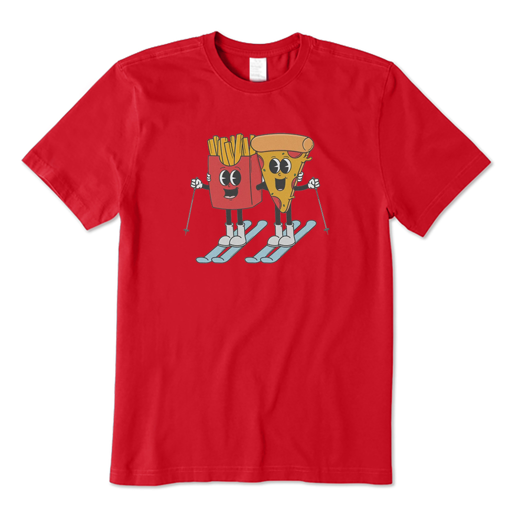 Pizza and French Fry Skiing T-shirt
