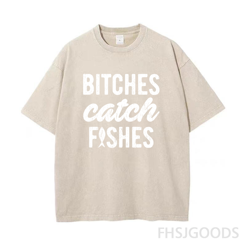 Bitches Catch Fishes Unisex Distressed T-Shirt