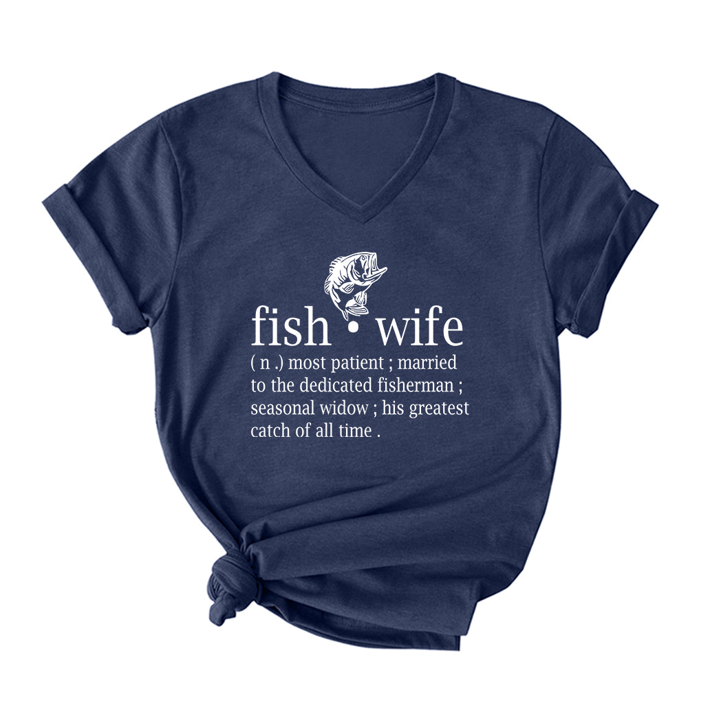 Fish Wife V Neck T-Shirt for Women
