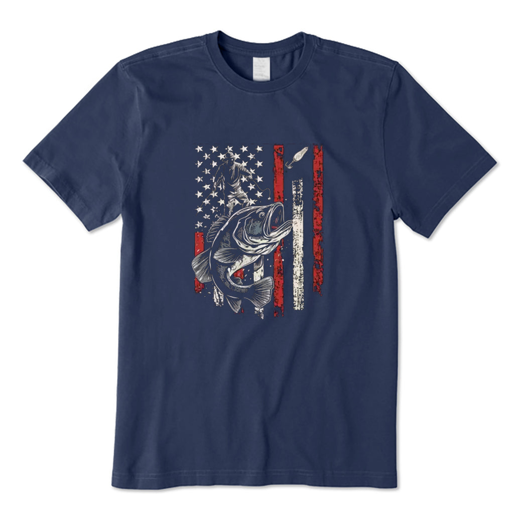 Fisherman and American Flag T-Shirt