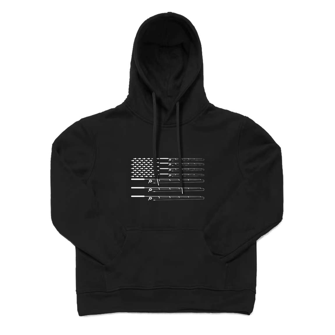Fly Fishing Rod American Flag Hoodie