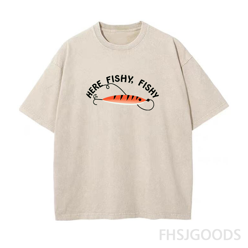 Here Fishy Fishy Unisex Distressed T-Shirt