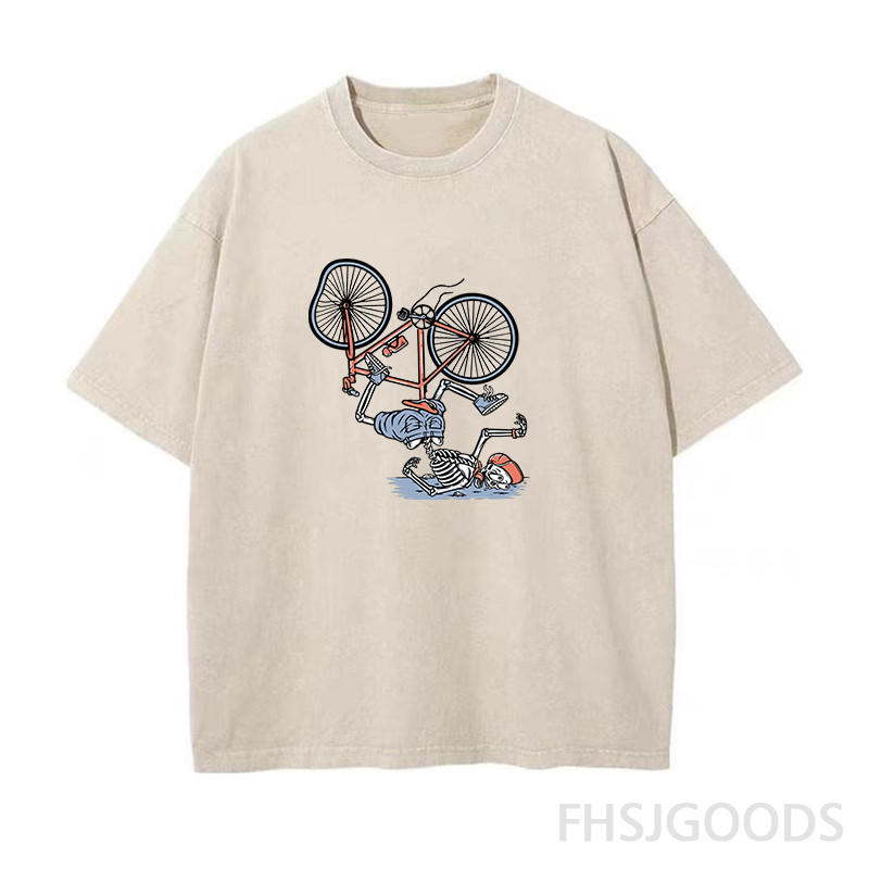 Skeleton Bike Unisex Distressed T-Shirt