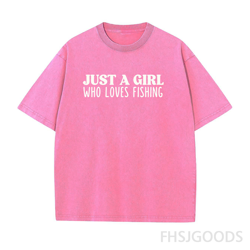 Just A Girl Who Loves Fishing Unisex Distressed T-Shirt