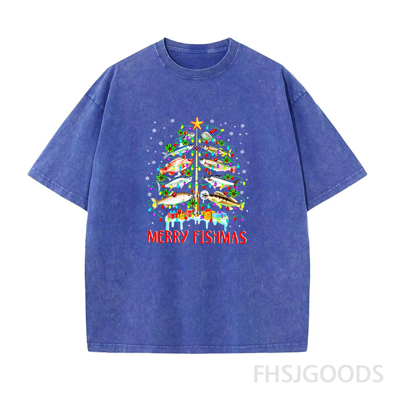 Merry Fishmas Unisex Distressed T-Shirt