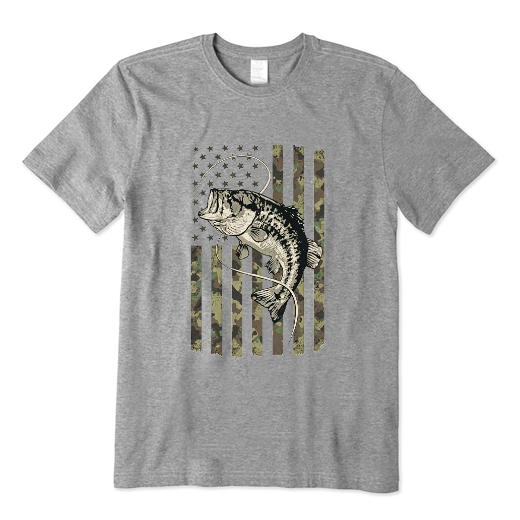 Fishing Camo American Flag T-shirt