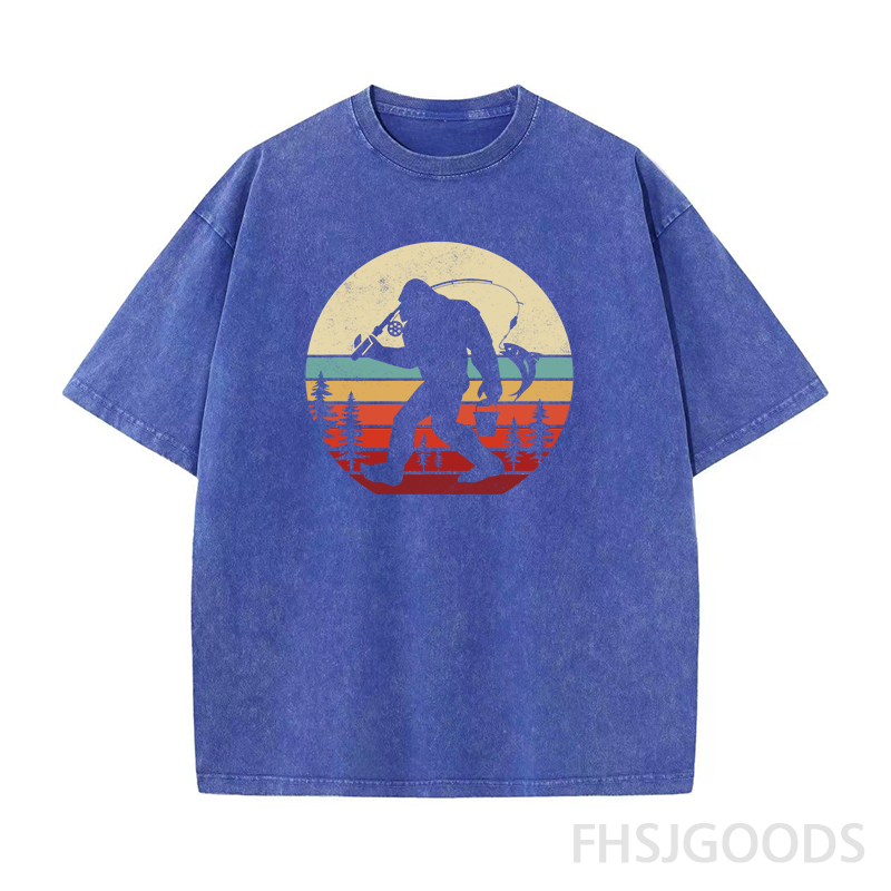 Bigfoot Fishing Unisex Distressed T-Shirt