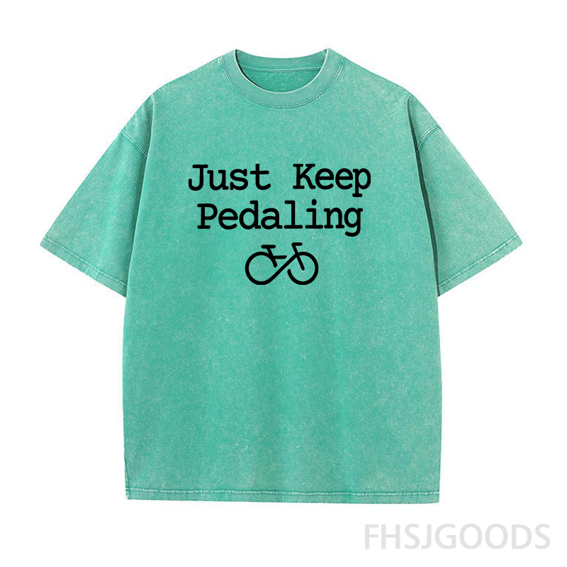 Just Keep Pedaling Cycling Unisex Distressed T-Shirt