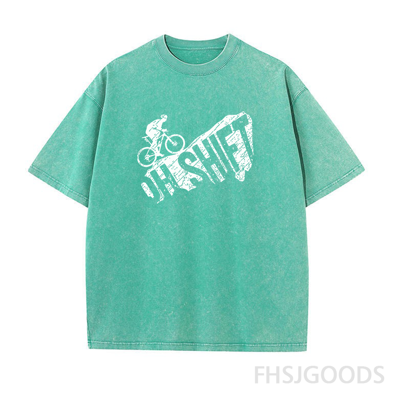 Oh Shift Mountain Biking Unisex Distressed T-Shirt