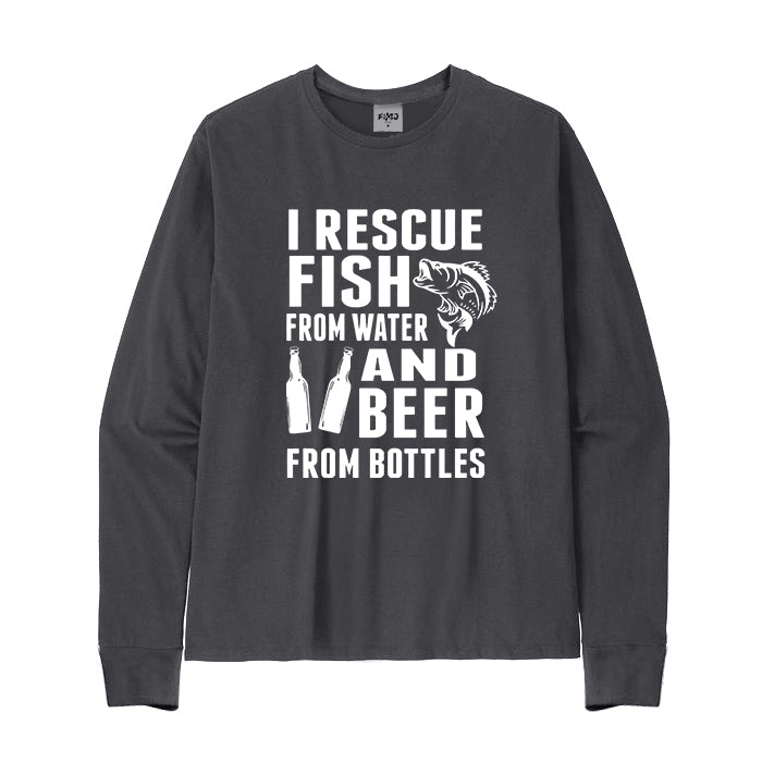 I RESCUE FISH FROM WATER AND BEER FROM BOTTLES Long Sleeve T-Shirt