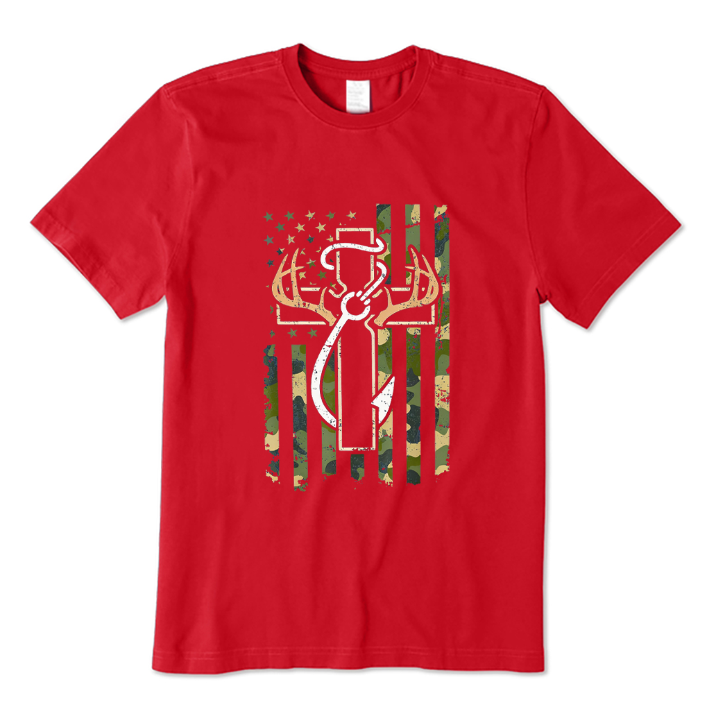 Deer Antlers Cross Fishing Hook T-shirt