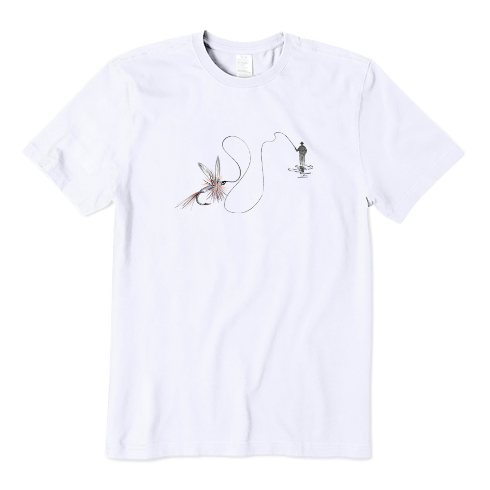 Vintage Fly Fisherman And Fly Pattern T-Shirt