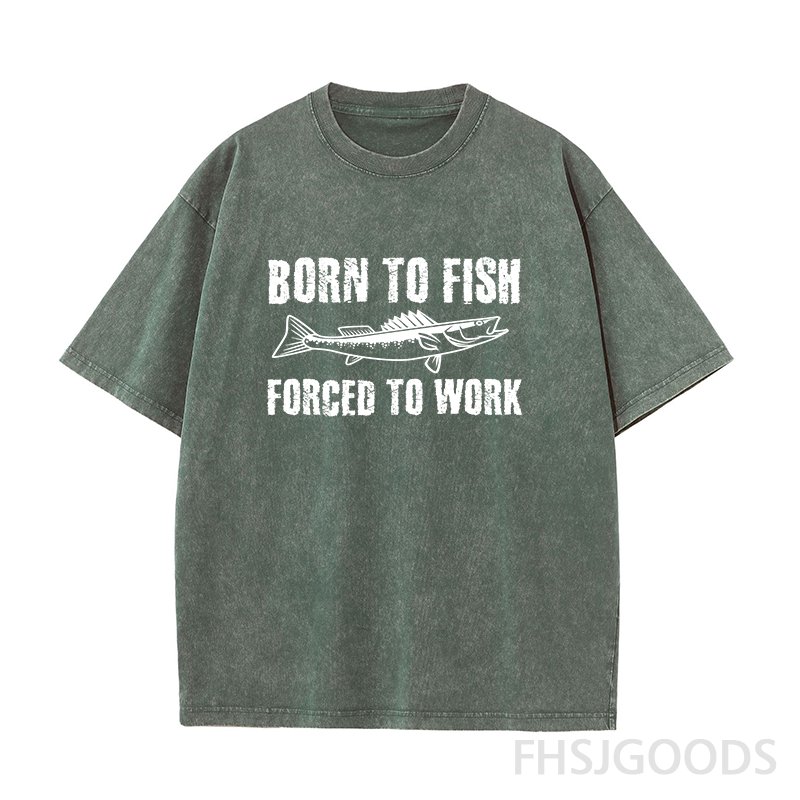 Born To Fish Forced To Work Unisex Distressed T-Shirt