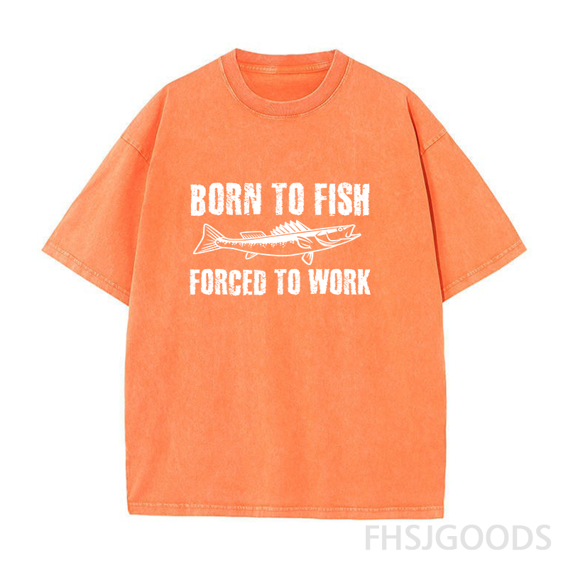 Born To Fish Forced To Work Unisex Distressed T-Shirt
