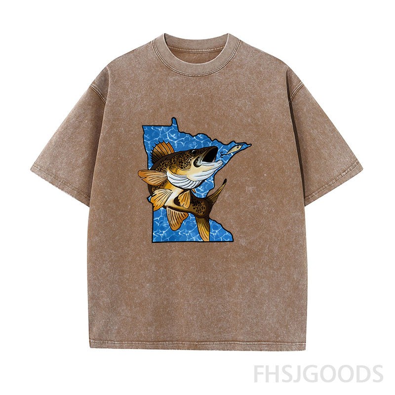 Walleye Fishing Unisex Distressed T-Shirt