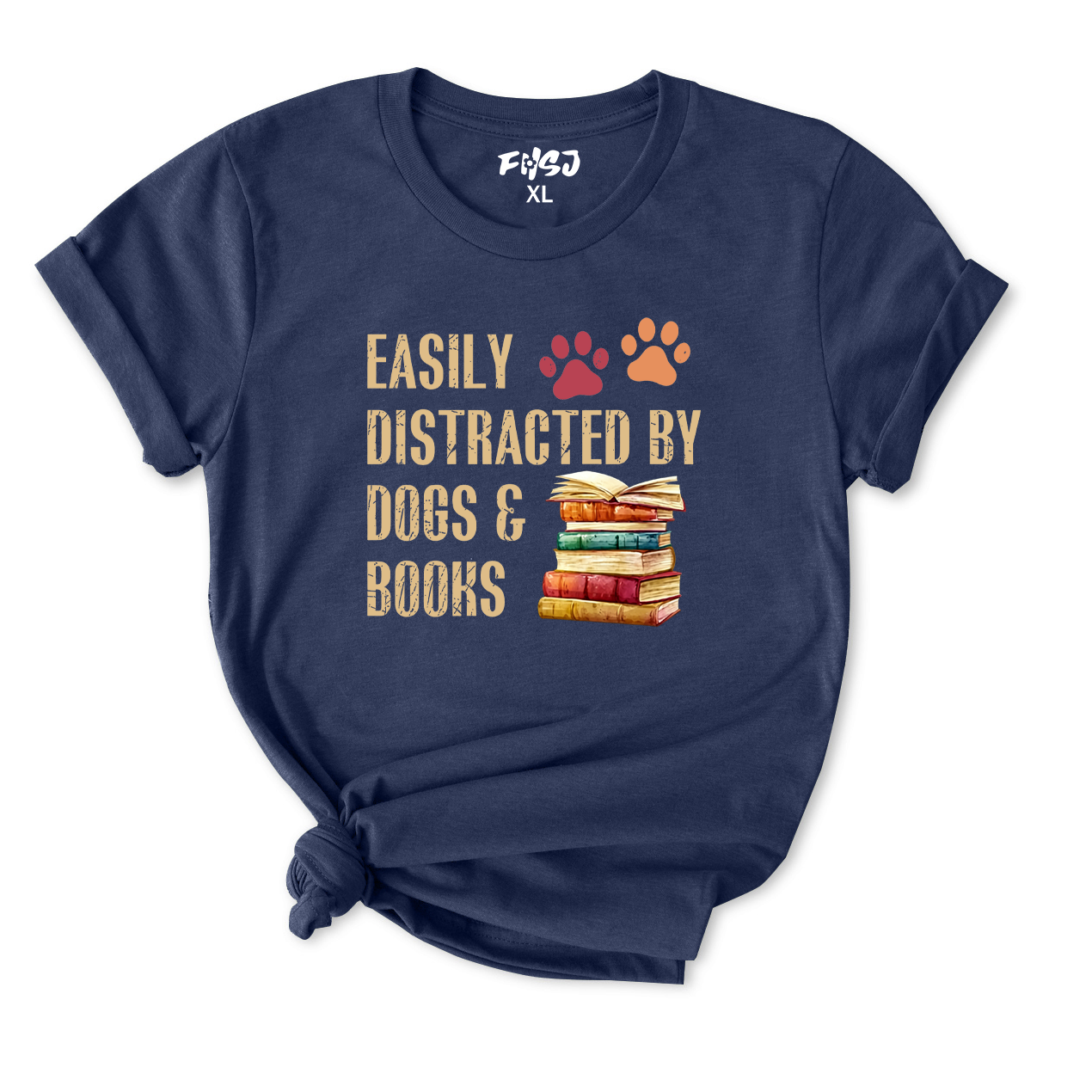 Easily Distracted By Dogs & Books T-Shirt for Women
