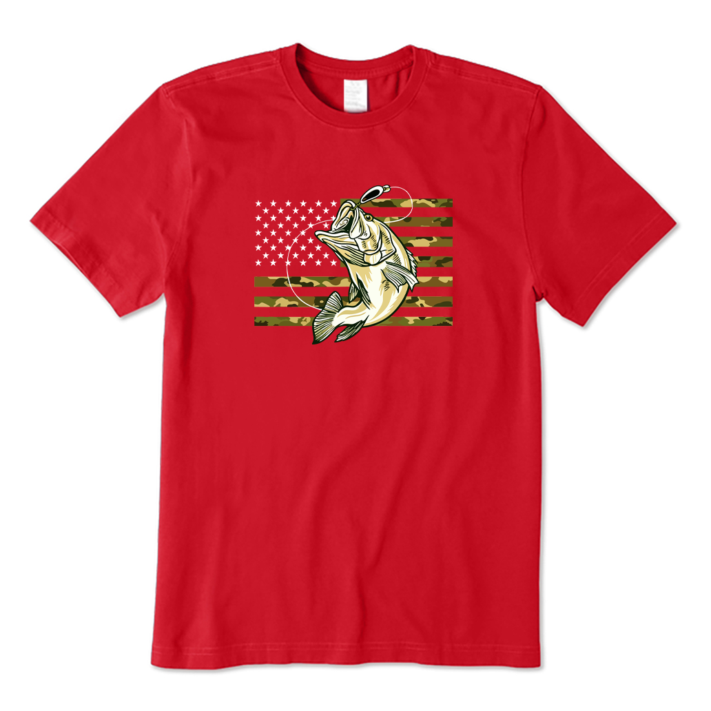 American Flag Bass Fishing T-shirt