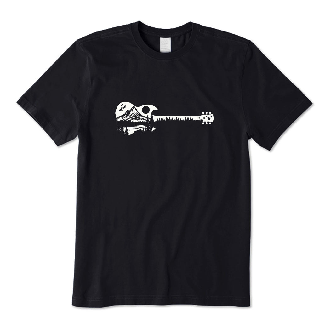 Fishing Scenery and Guitar T-Shirt
