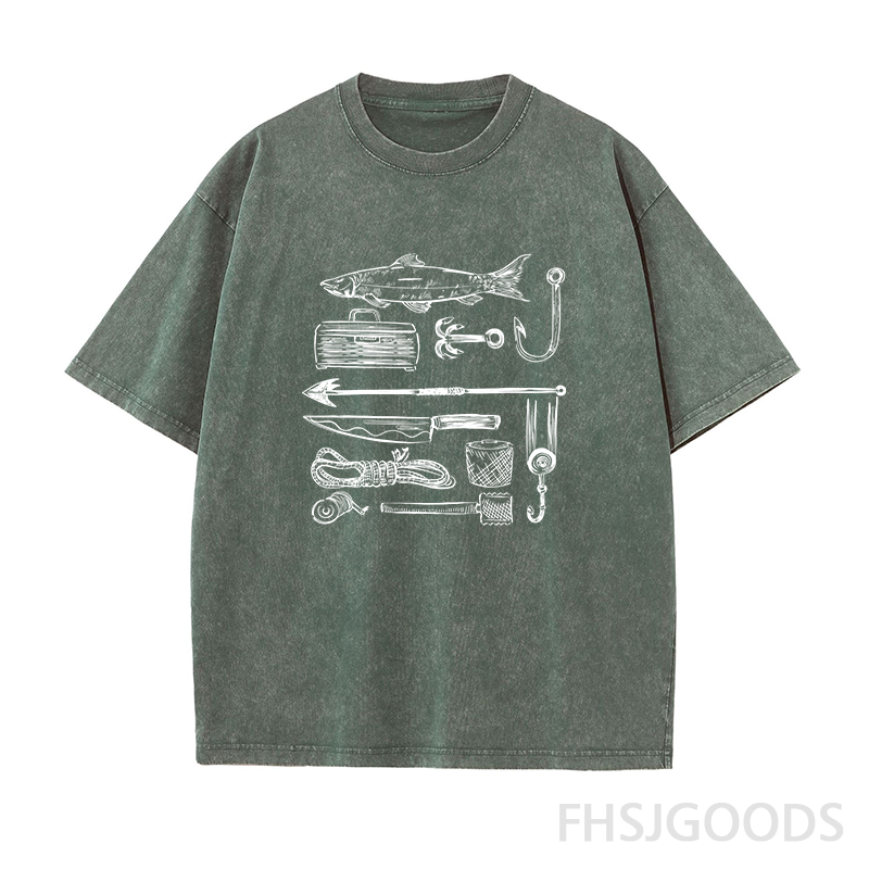 Vintage Style Fishing Unisex Distressed T-Shirt