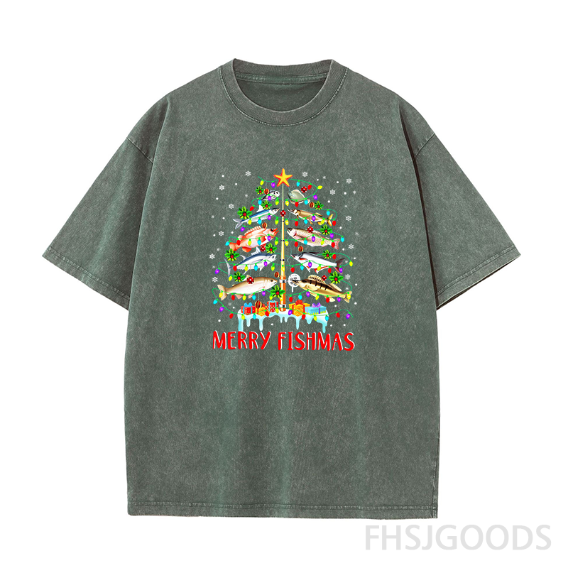Merry Fishmas Unisex Distressed T-Shirt