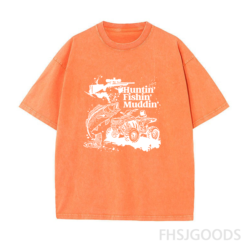 Huntin Fishin Muddin Unisex Distressed T-Shirt