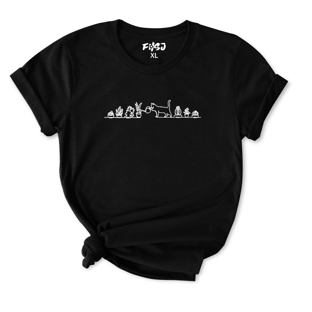 Cat Watering Plants T-Shirt for Women