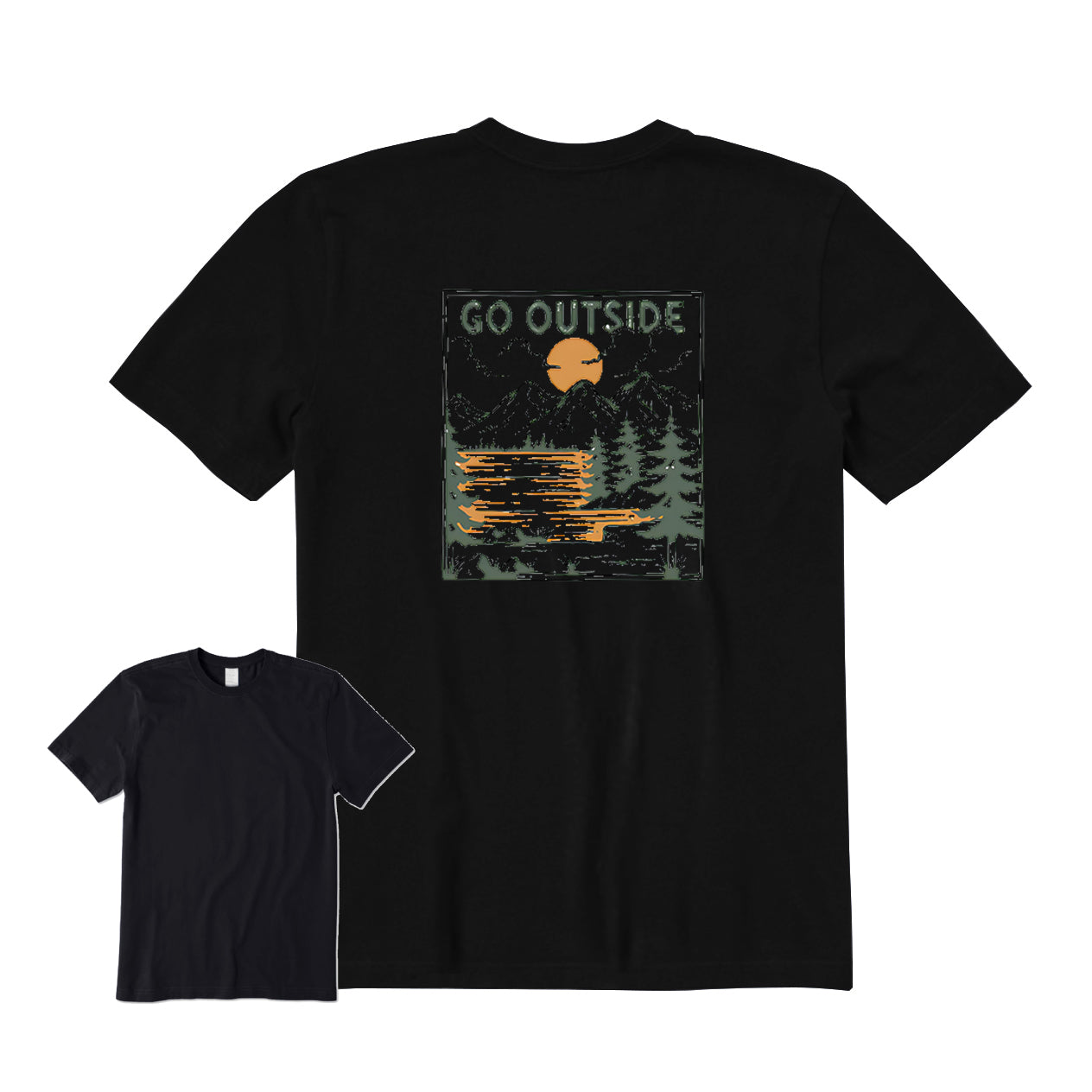 Go Outside and Fishing Back Graphic T-Shirt